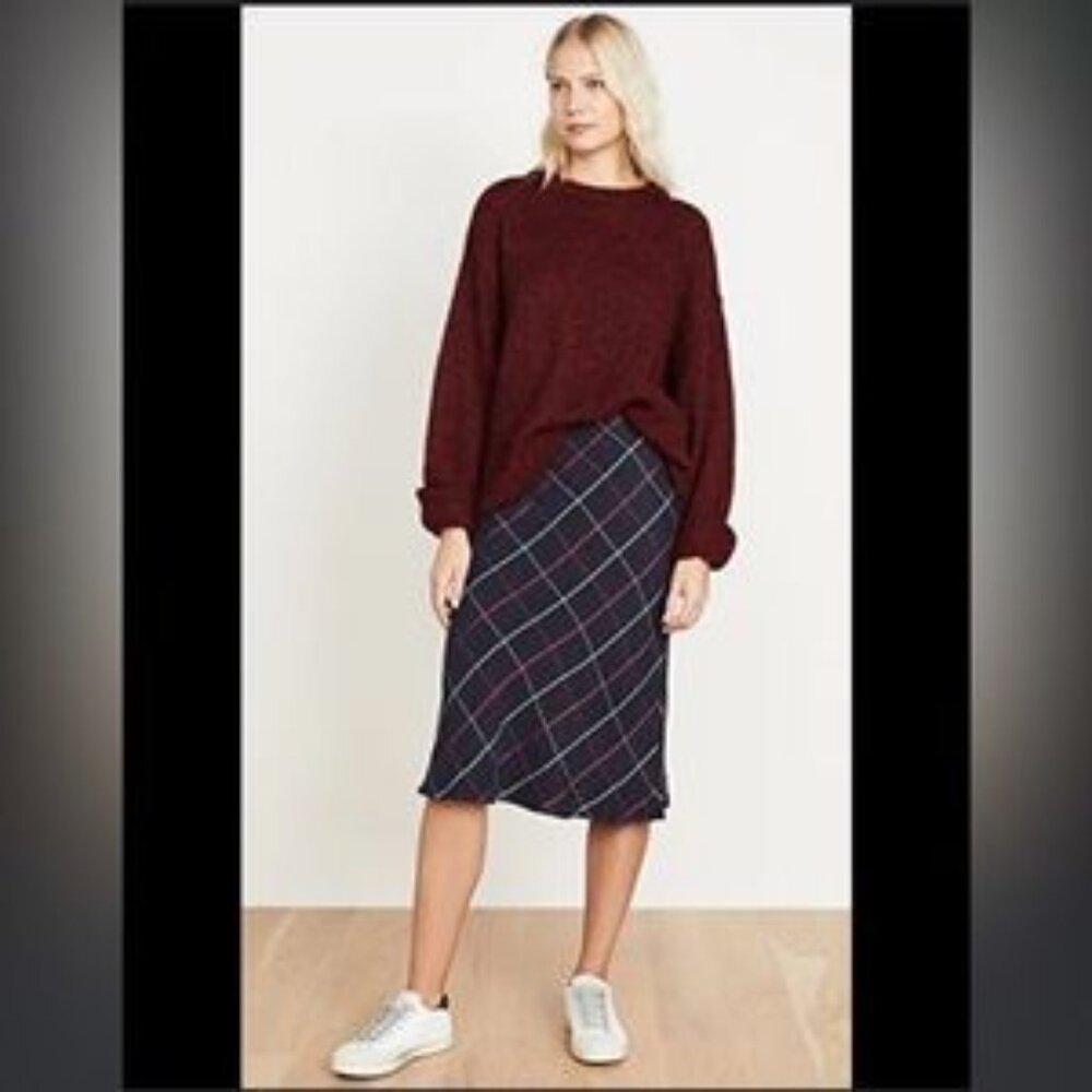 Club Monaco Plaid Bias Skirt